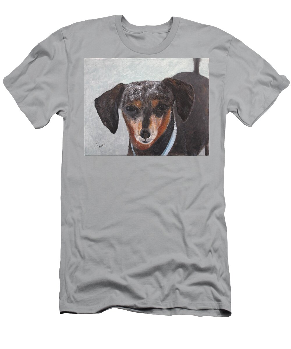 Dachshund T-Shirt featuring the painting Zoie by Mike Jenkins