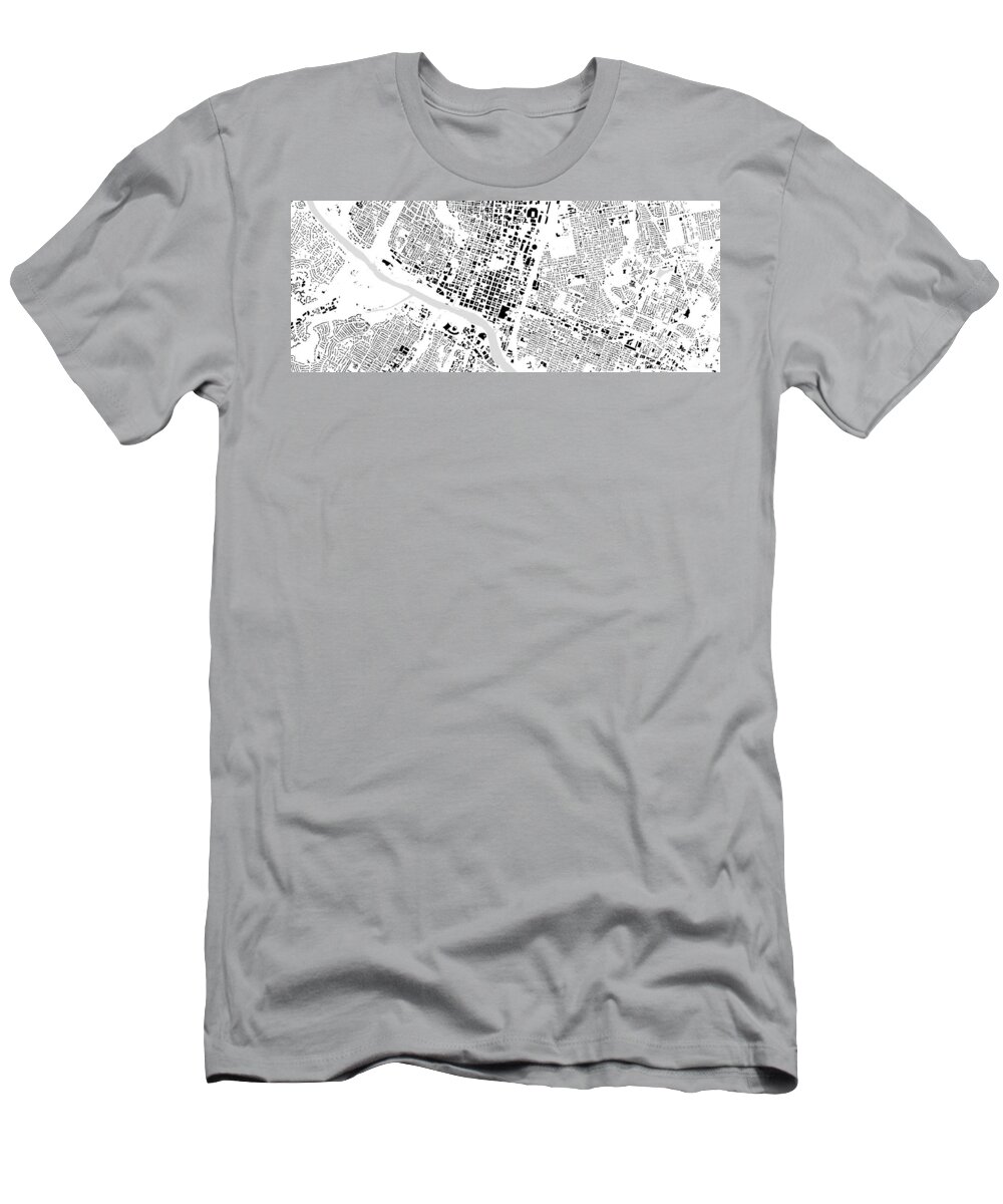 City T-Shirt featuring the digital art Austin building map by Christian Pauschert