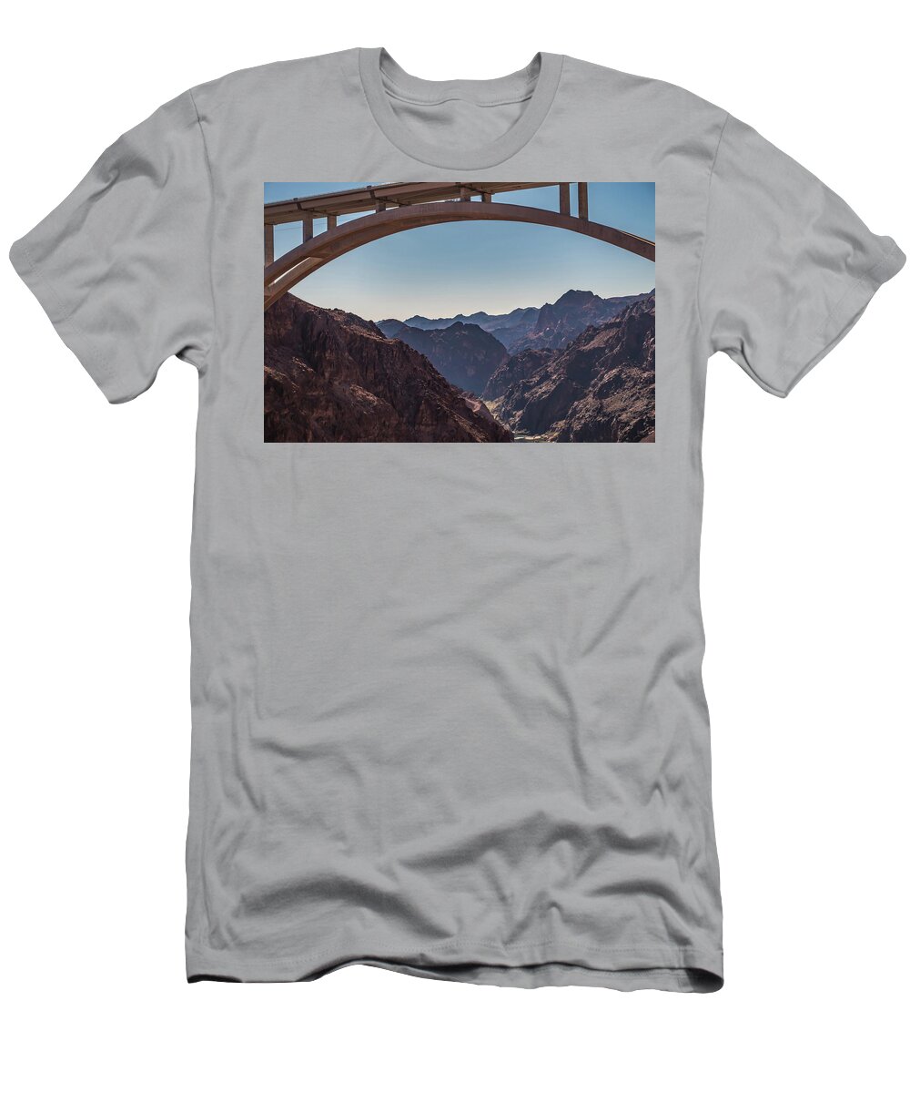 Hoover T-Shirt featuring the photograph At Hoover Dam Nevada Arizona State Line #1 by Alex Grichenko