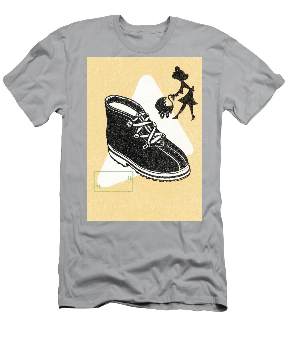 Adult T-Shirt featuring the drawing Baby shoe #1 by CSA Images