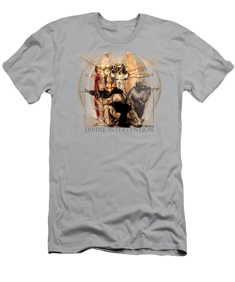 Military Art T-Shirt featuring the digital art Divine Intervention #2 by Todd Krasovetz