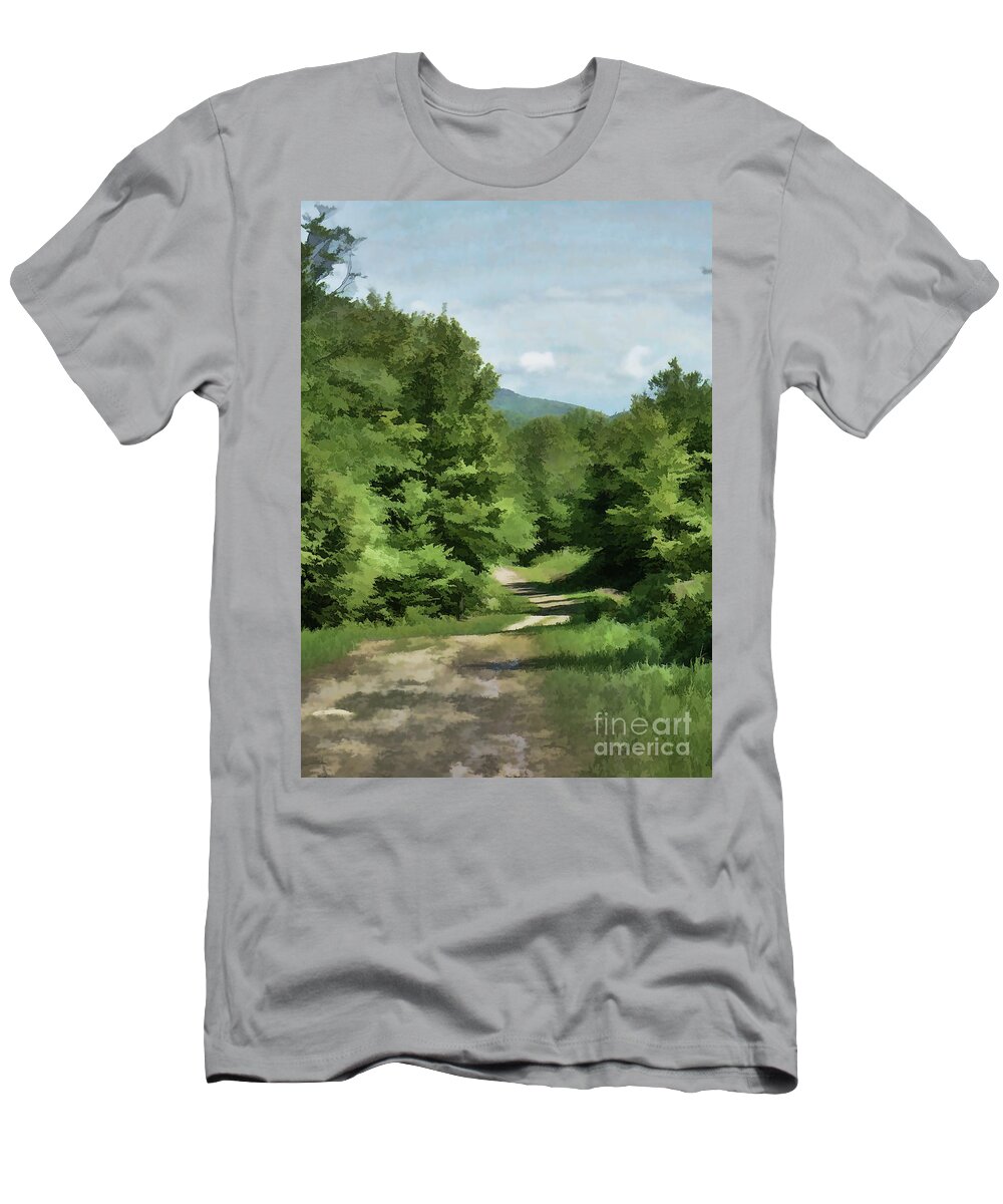 Road T-Shirt featuring the photograph Going Down the Road #2 by Xine Segalas