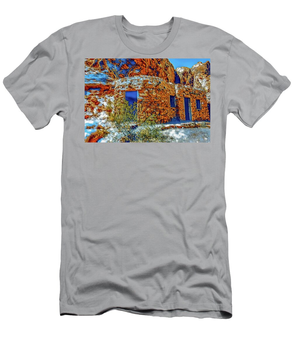 Stone House T-Shirt featuring the digital art Historic Stone House by Jerry Cahill