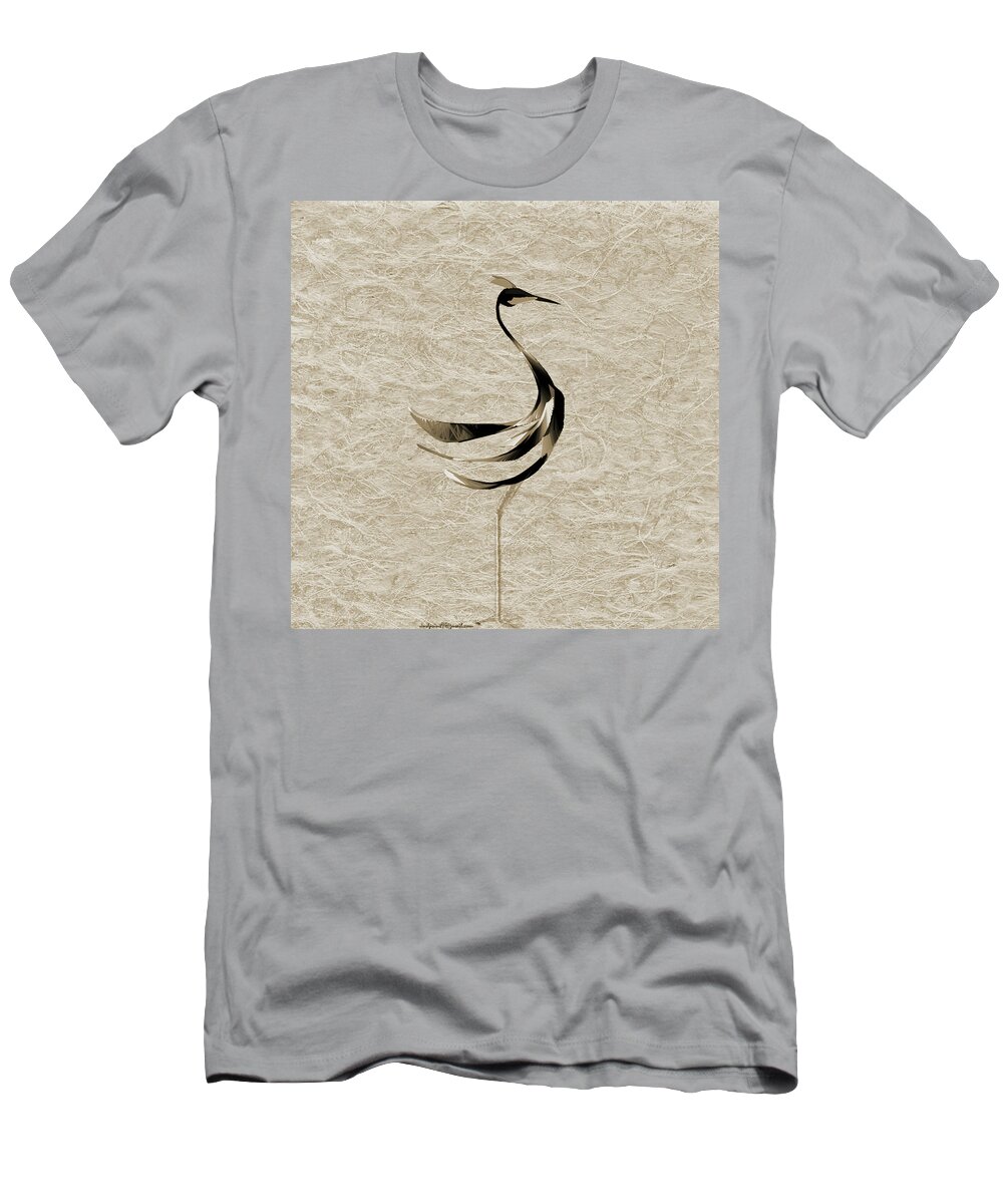  T-Shirt featuring the digital art Long-legged Bird #1 by Asok Mukhopadhyay