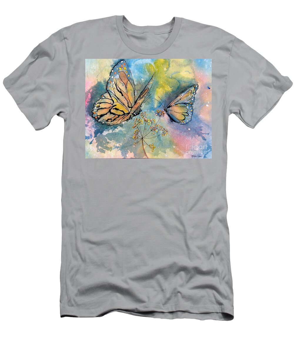 Monarchs T-Shirt featuring the painting Monarch Butterflies by Midge Pippel