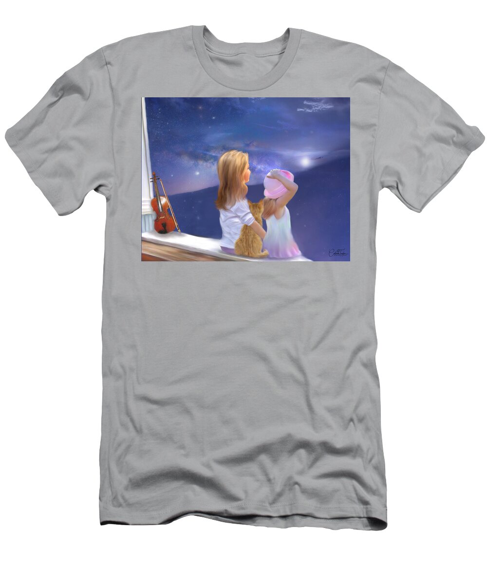 Cats T-Shirt featuring the painting The Cat the Fiddle and Me by Colleen Taylor