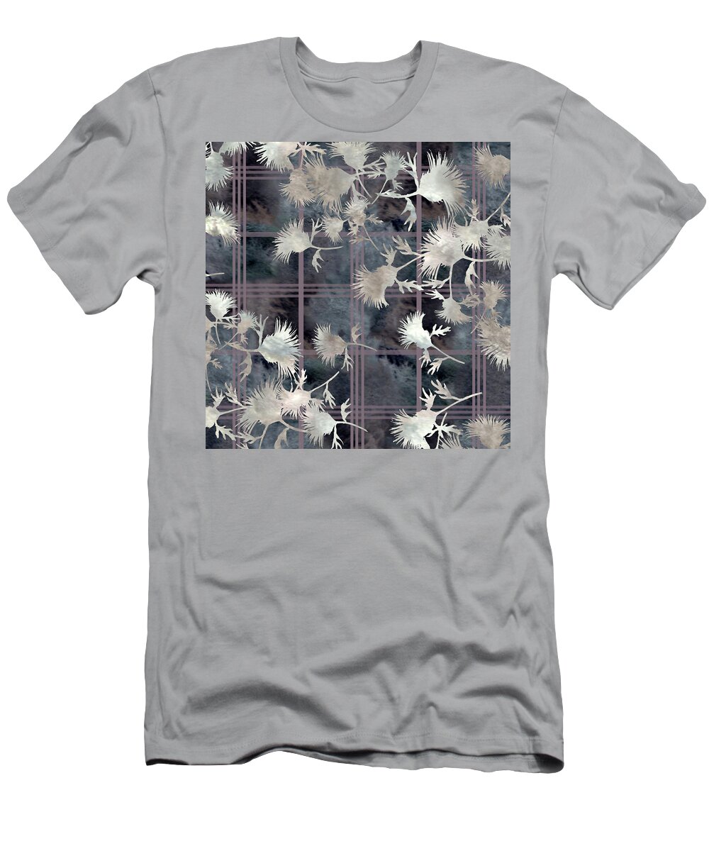 Thistle T-Shirt featuring the digital art Thistle Plaid by Sand And Chi