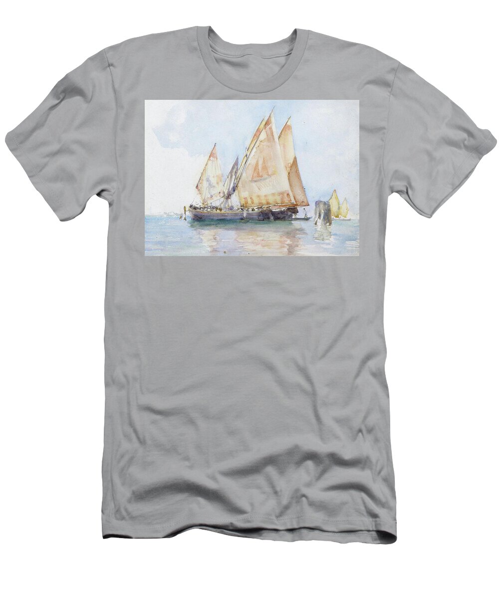 Henry Scott Tuke T-Shirt featuring the painting Venetian Sails by Henry Scott Tuke