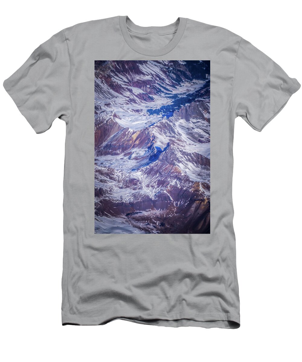Mountain T-Shirt featuring the photograph Flying over colorado rocky mountains #10 by Alex Grichenko