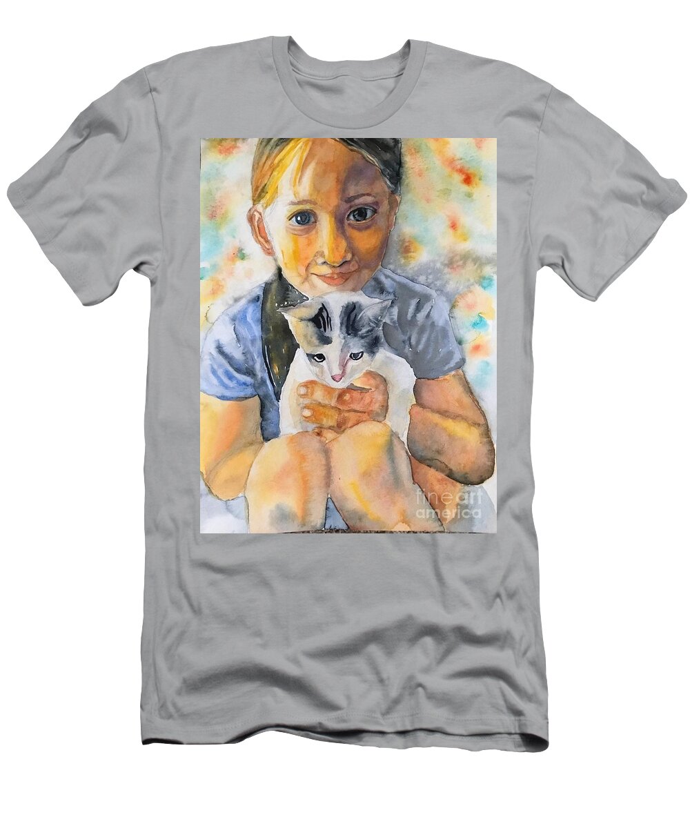 The Cat Is My Best Friend. T-Shirt featuring the painting 1082019 by Han in Huang wong