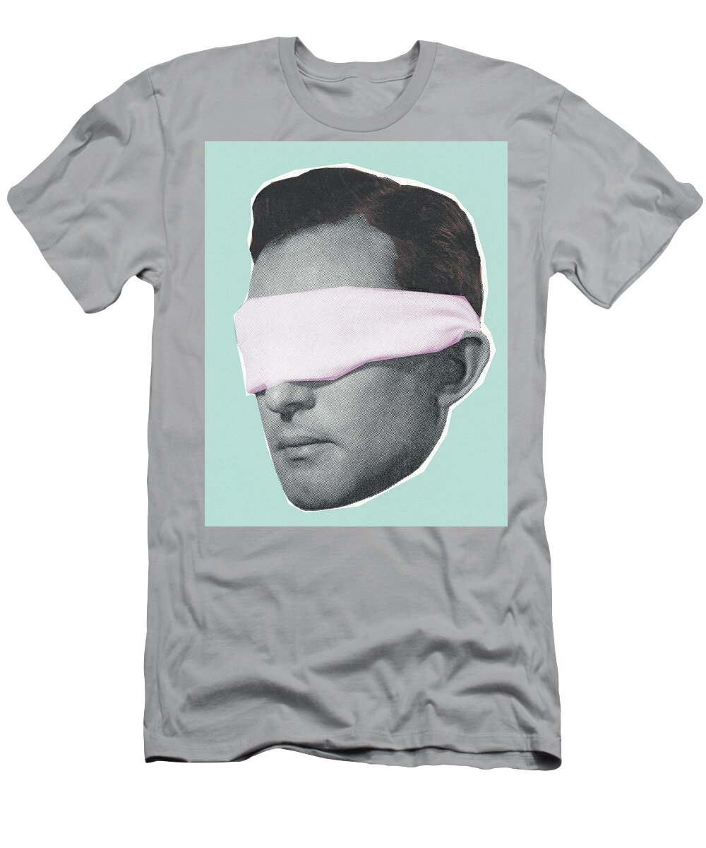 Adult T-Shirt featuring the drawing Blindfolded Man #13 by CSA Images