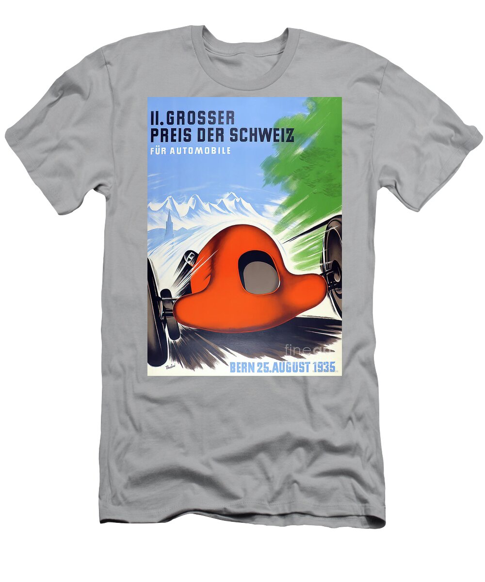 1935 Grosser Preis Der Schweiz Race Poster T-Shirt by Retrographs - Pixels