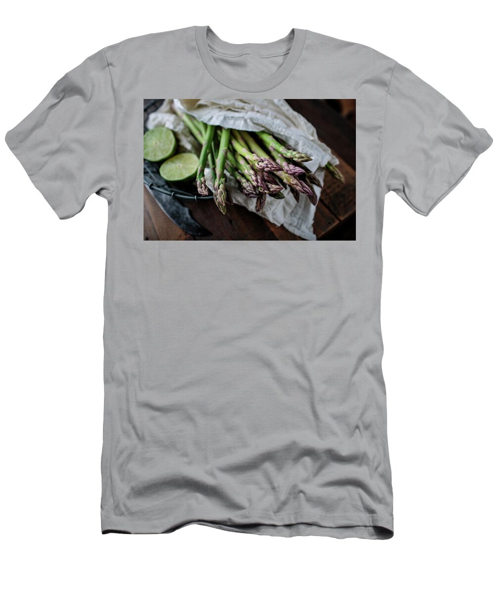Asparagus T-Shirt featuring the photograph Fresh Green Asparagus #2 by Nailia Schwarz