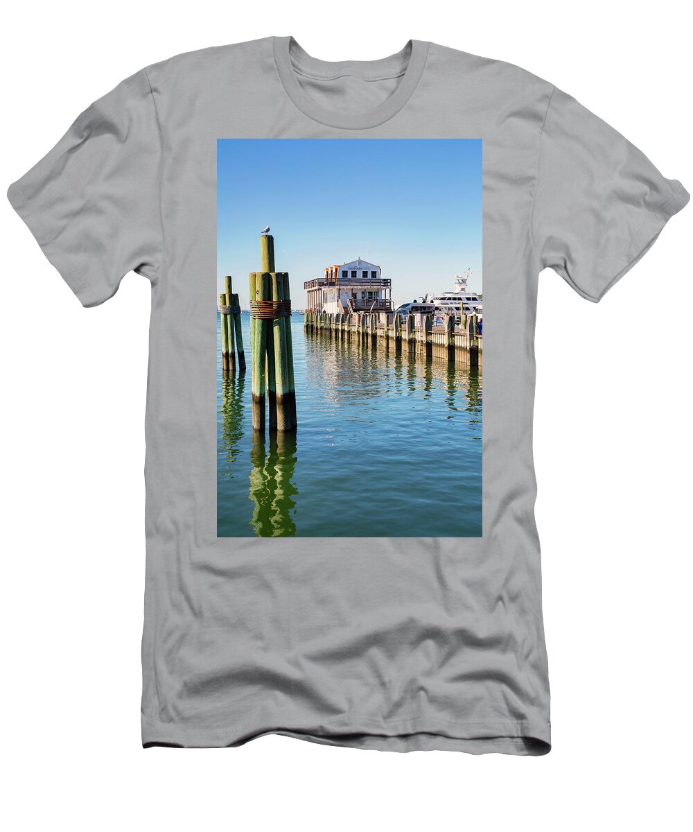 Estock T-Shirt featuring the digital art Hotel & Marina, Port Jefferson Ny #2 by Lumiere