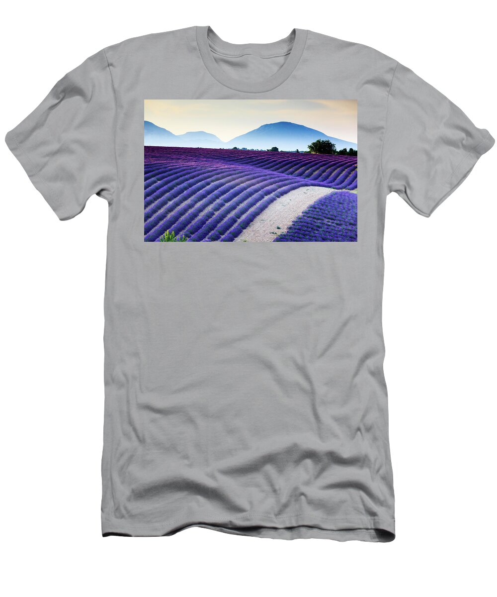 Estock T-Shirt featuring the digital art Lavender Field In Provence France #2 by Maurizio Rellini
