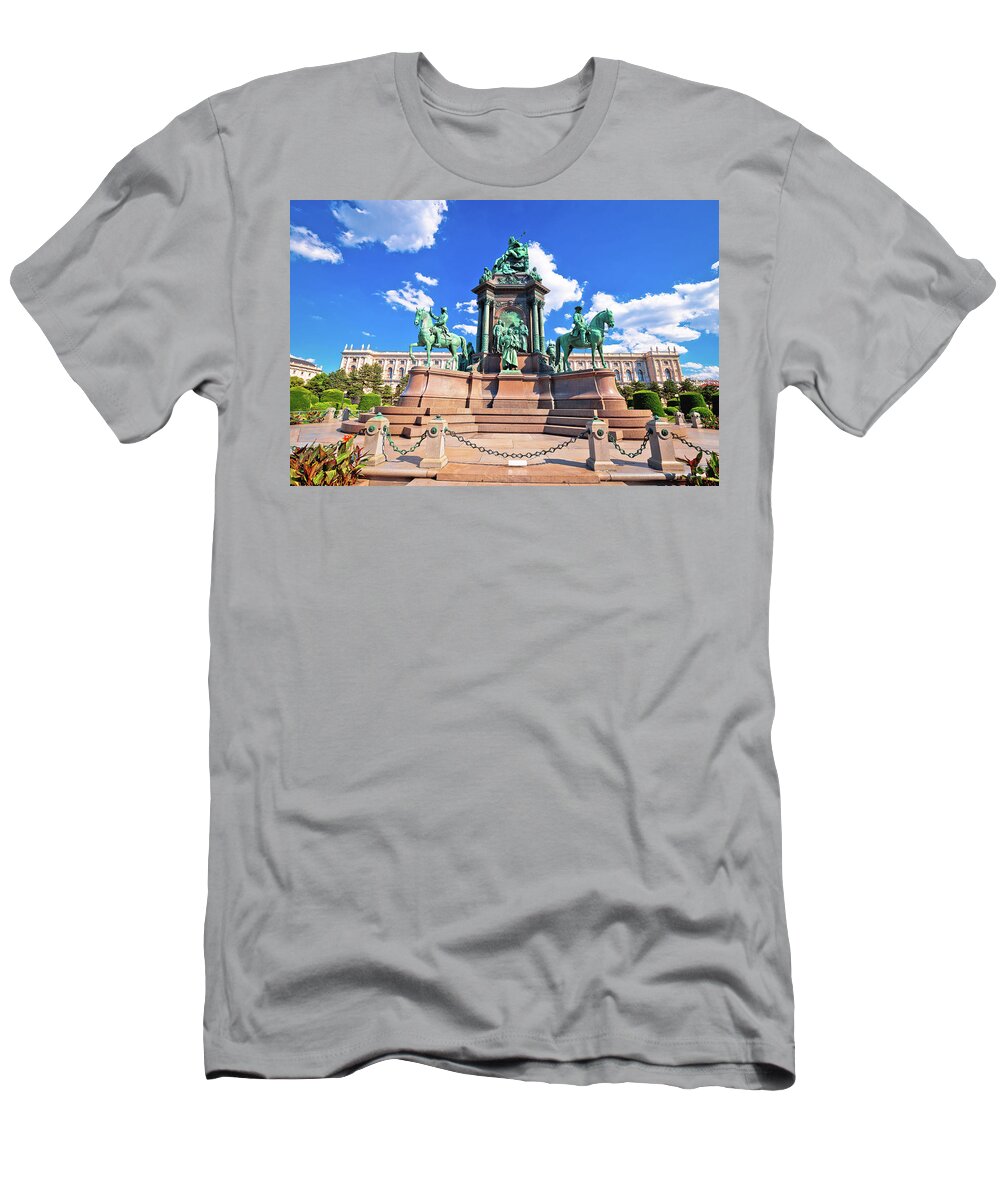 Vienna T-Shirt featuring the photograph Maria Theresien Platz square in Vienna architecture and nature v #2 by Brch Photography