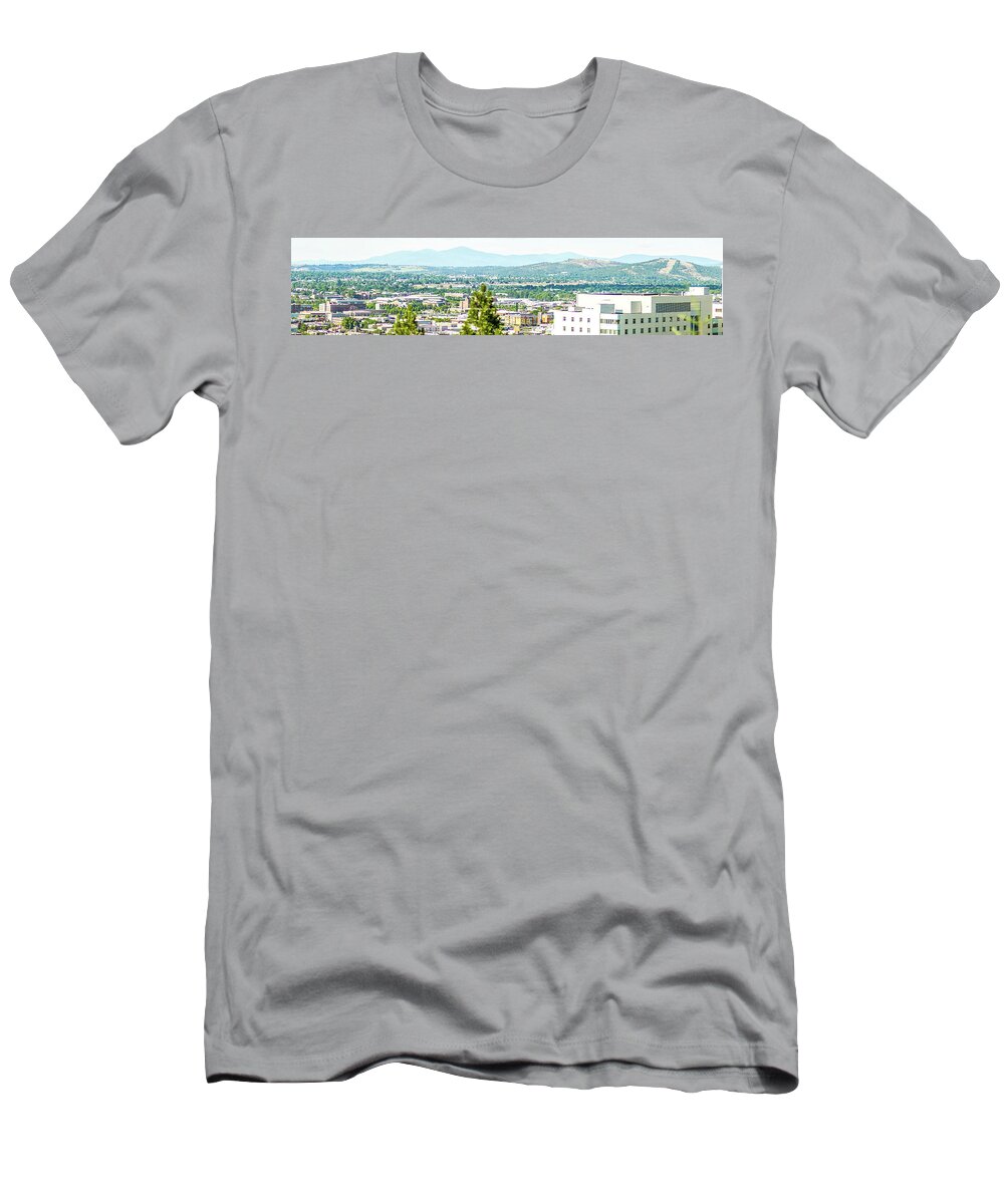 Panorama T-Shirt featuring the photograph Spokane washington city skyline and spokane valley views #2 by Alex Grichenko