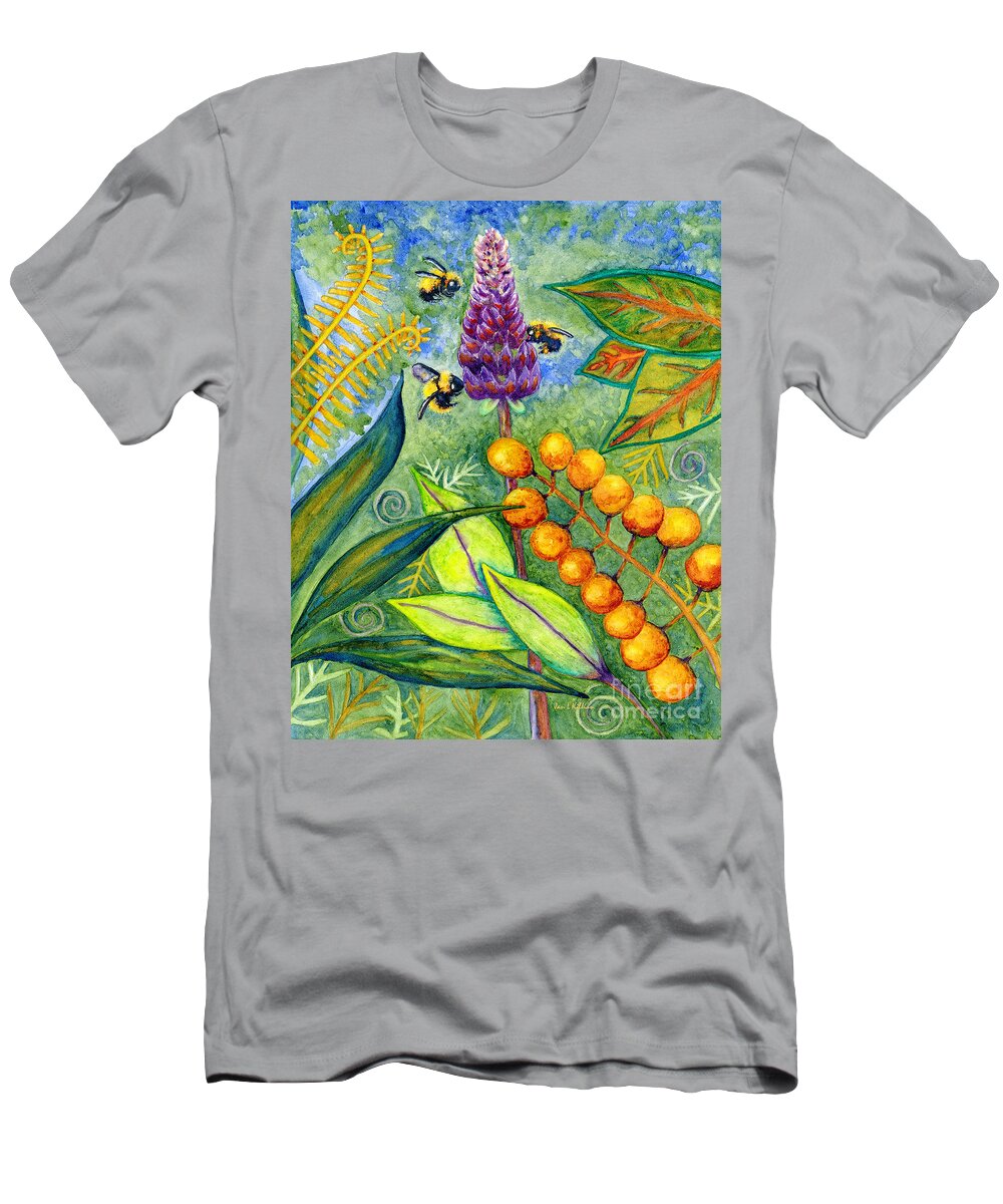 Bumble Bees T-Shirt featuring the painting 3 Bee's by Jan Killian