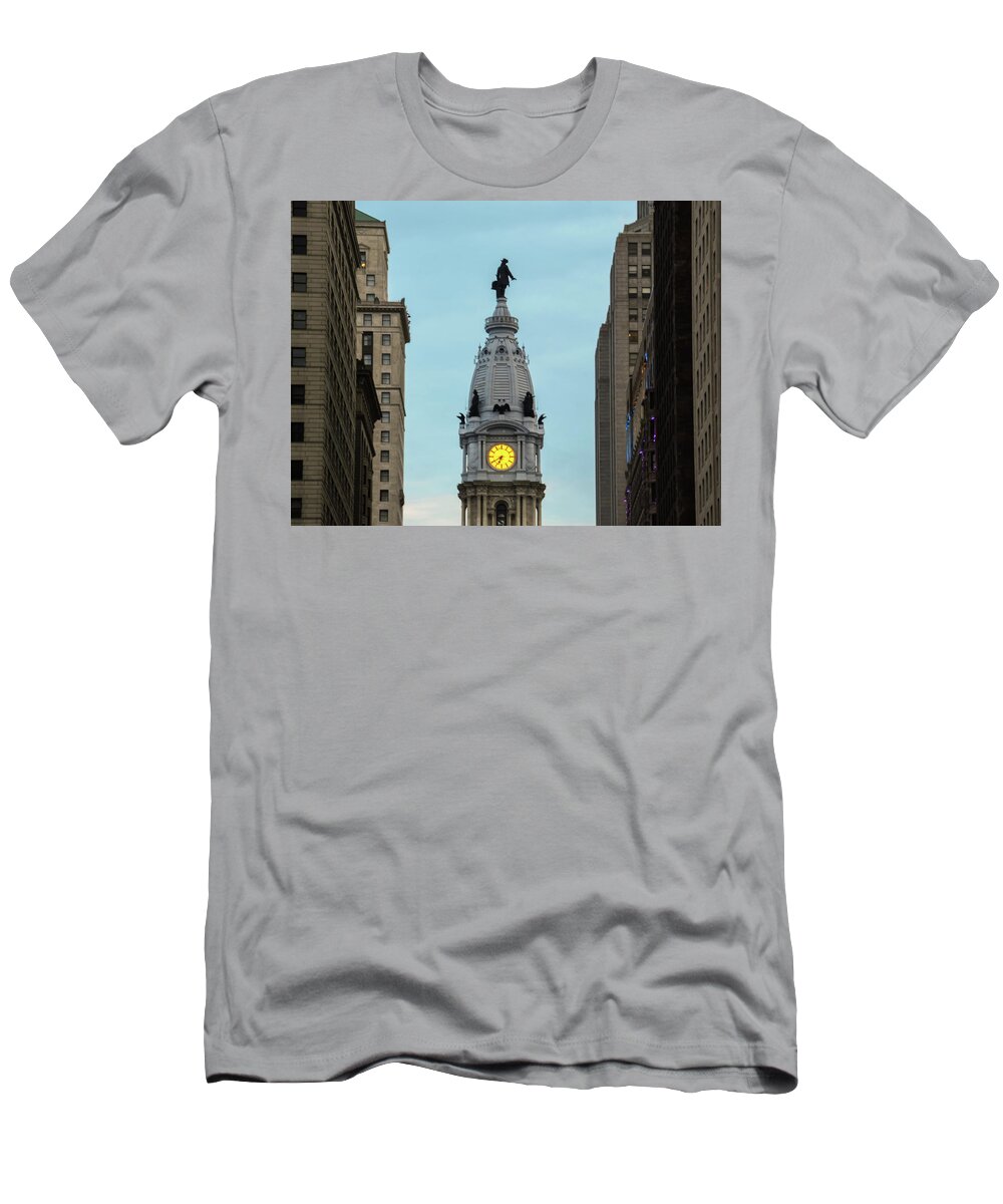 City Hall T-Shirt featuring the photograph City Hall Tower - Philadelphia #3 by Bill Cannon