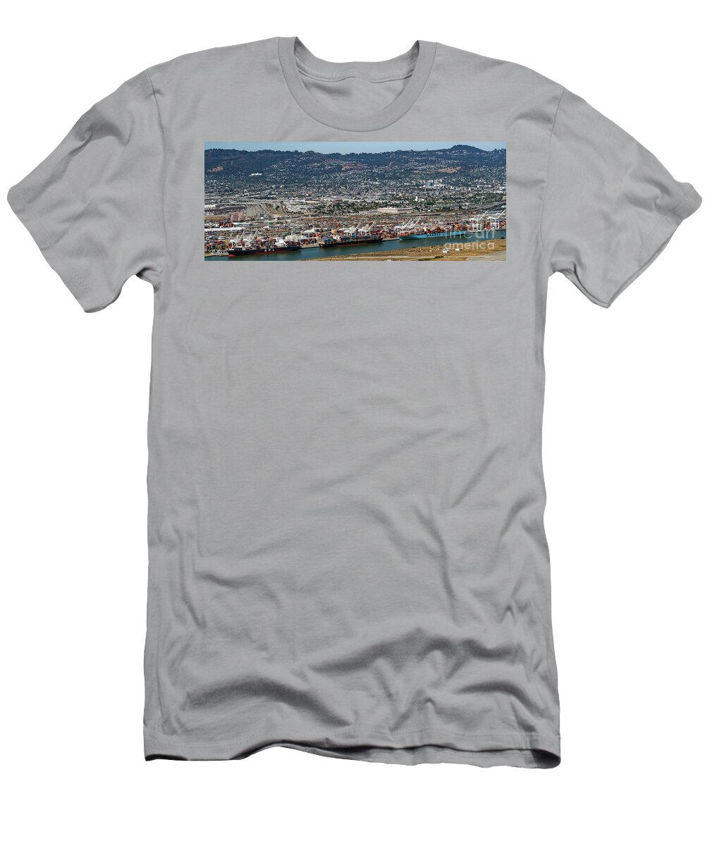 Port Of Oakland T-Shirt featuring the photograph Port of Oakland Aerial Photo by David Oppenheimer