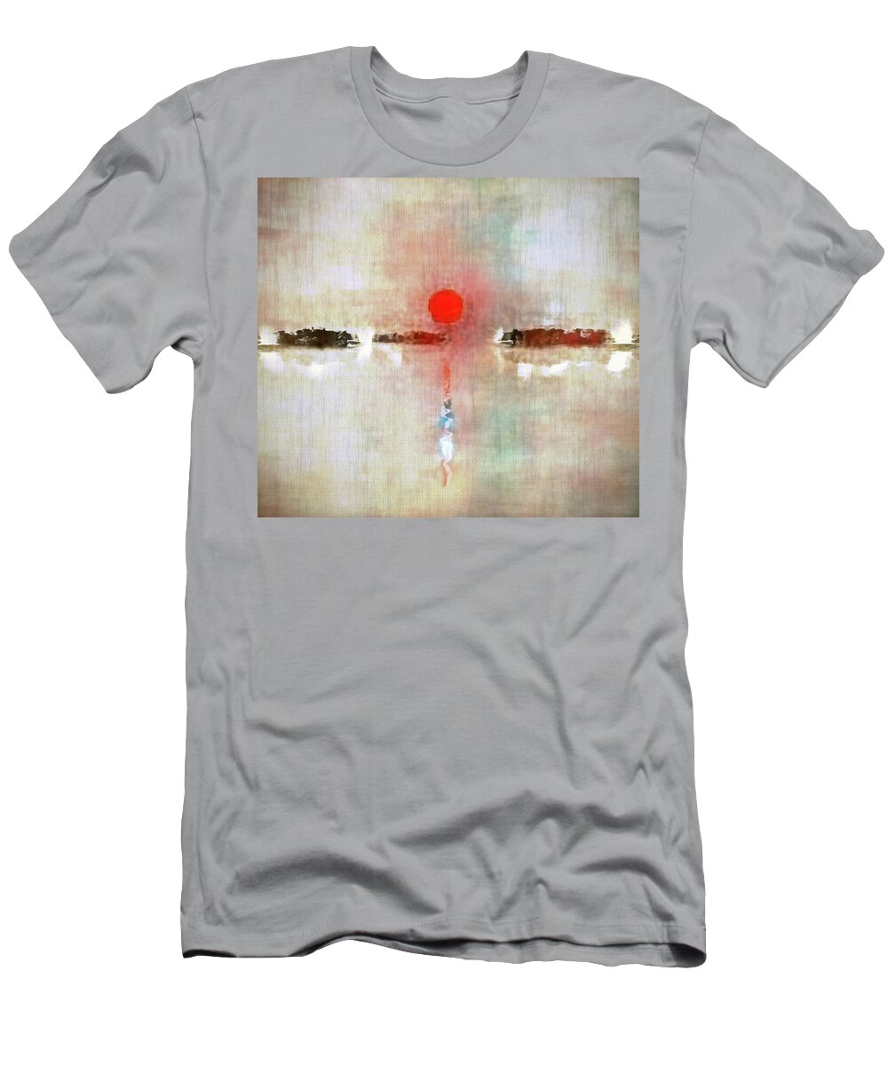 Abstract T-Shirt featuring the digital art Red sunset #5 by Bruce Rolff