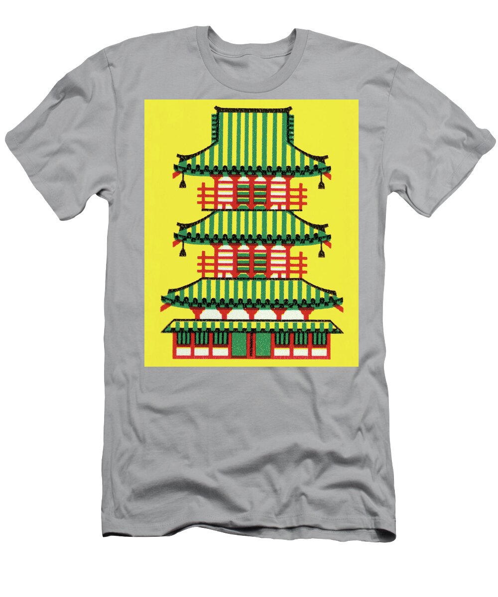 Architecture T-Shirt featuring the drawing Pagoda #6 by CSA Images