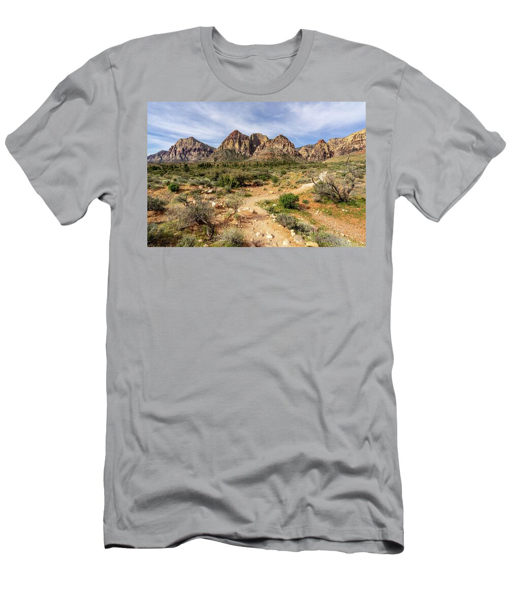 Las Vegas T-Shirt featuring the photograph A Hiking Trail in Red Rock Canyon by Daniel Woodrum