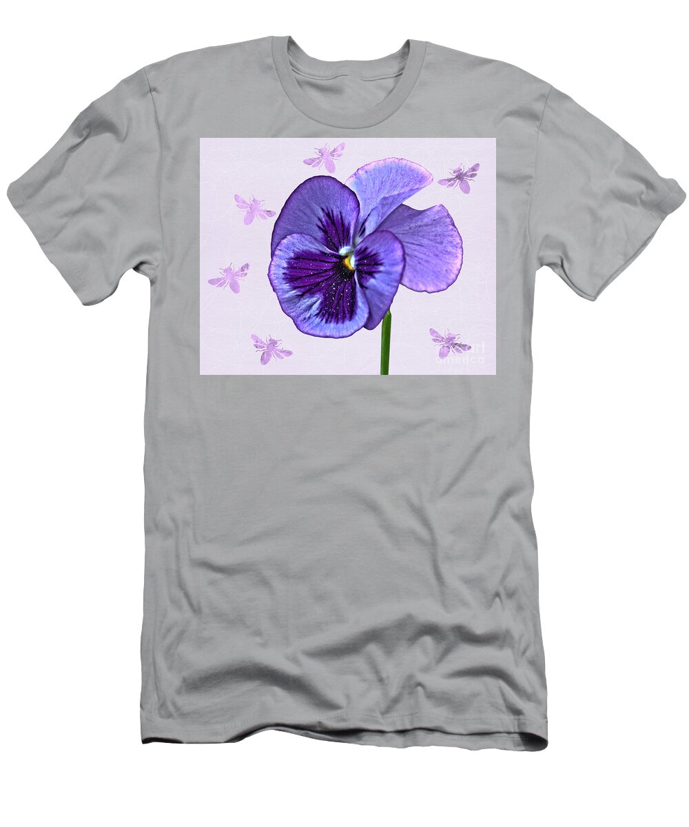Purple T-Shirt featuring the photograph A Single Purple Pansy by Terri Waters