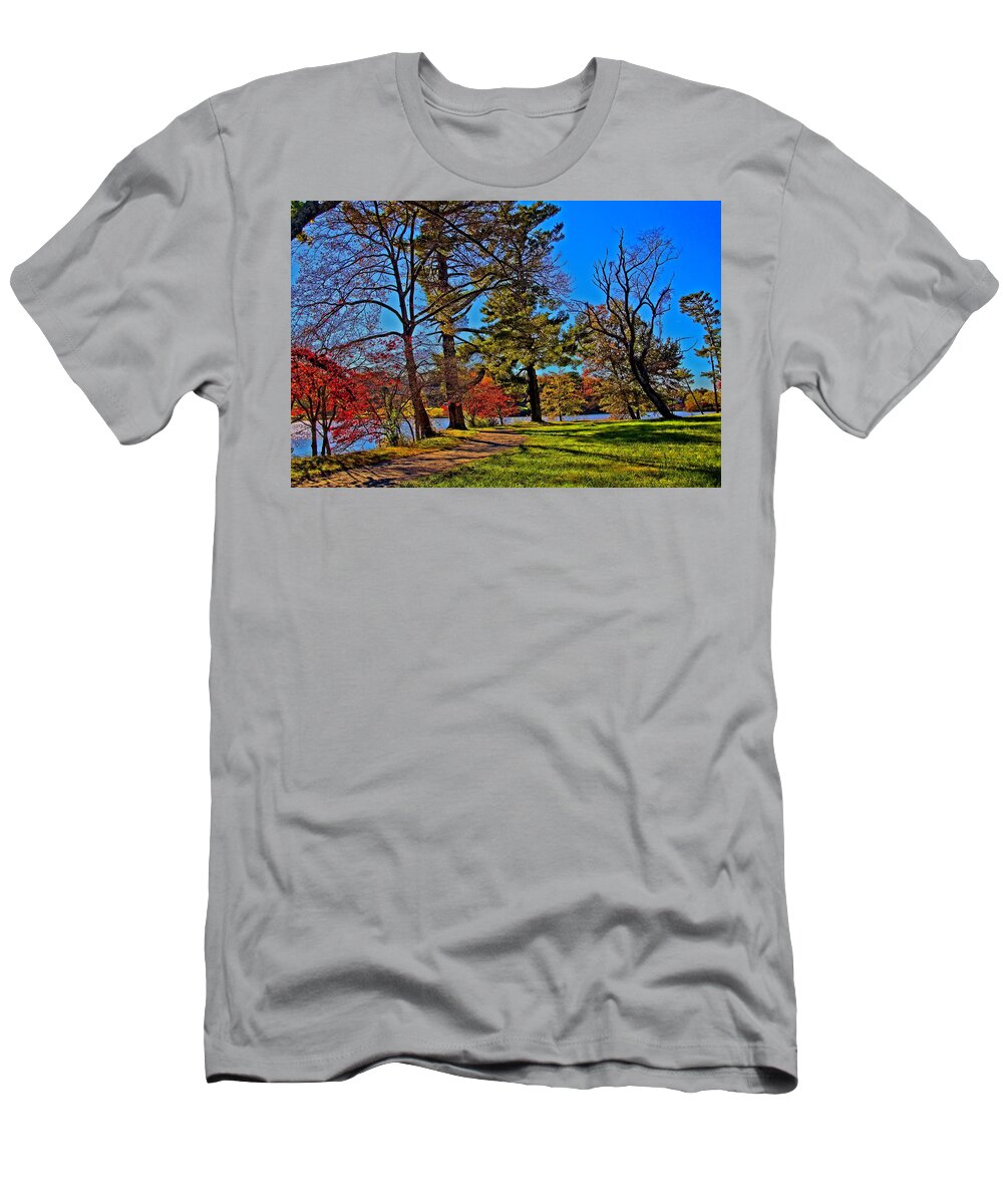 Path T-Shirt featuring the photograph A Walk By the Lake by Allen Nice-Webb