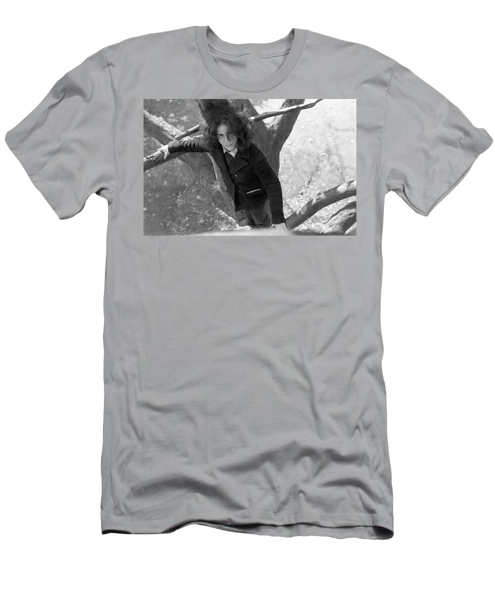 Providence T-Shirt featuring the photograph A Woman in a Tree, 1972 by Jeremy Butler
