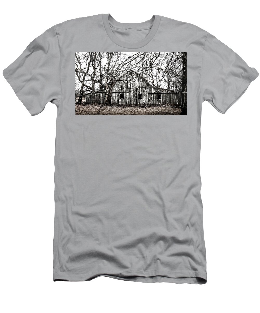 Barn T-Shirt featuring the photograph Abandoned Barn Highway 6 V2 by Michael Arend