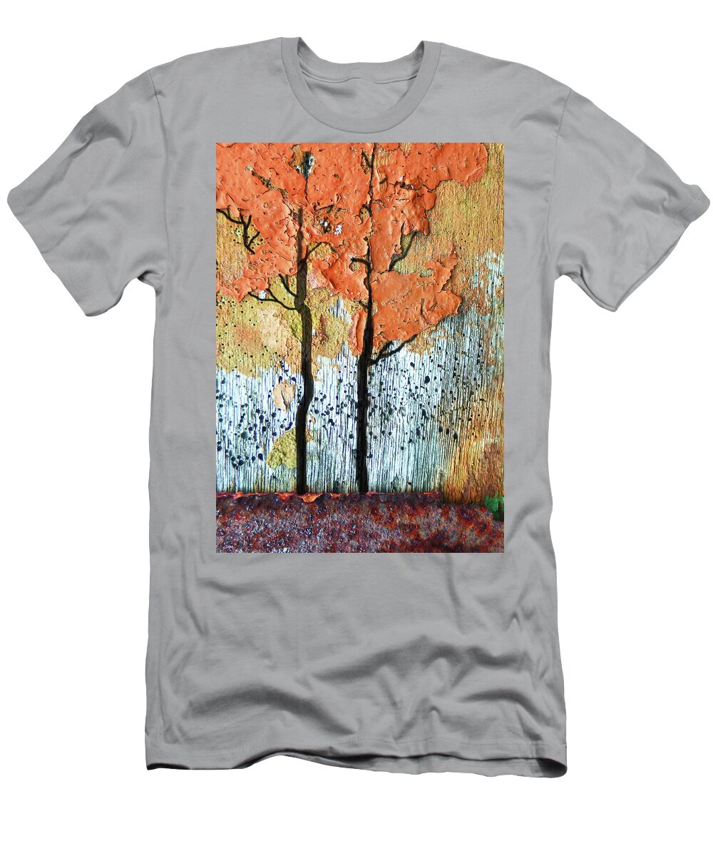 Abstract T-Shirt featuring the painting Abstract Fall Trees 300 by Sharon Williams Eng