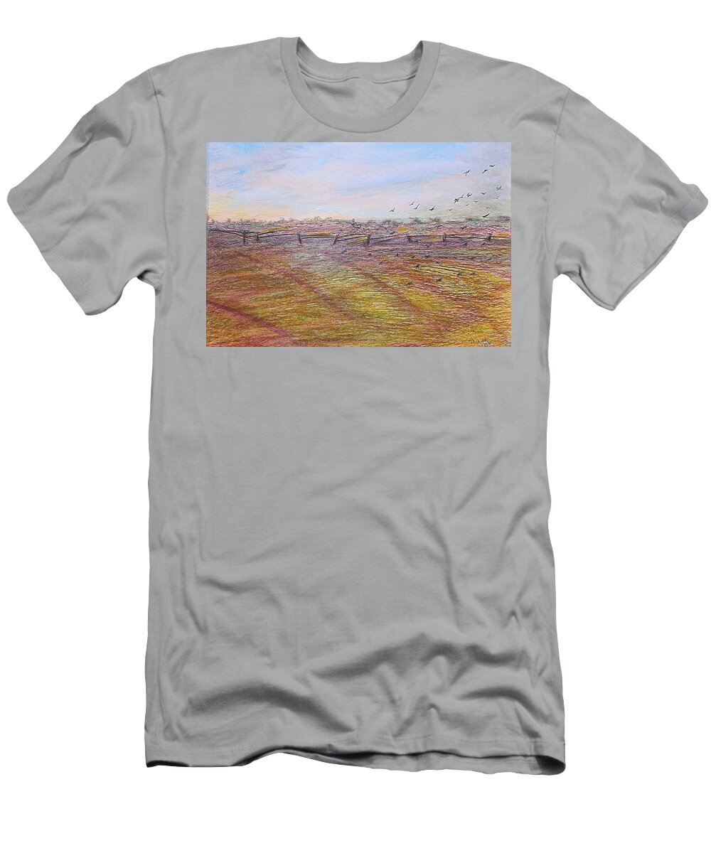 Landscape T-Shirt featuring the painting After the harvest by Norma Duch