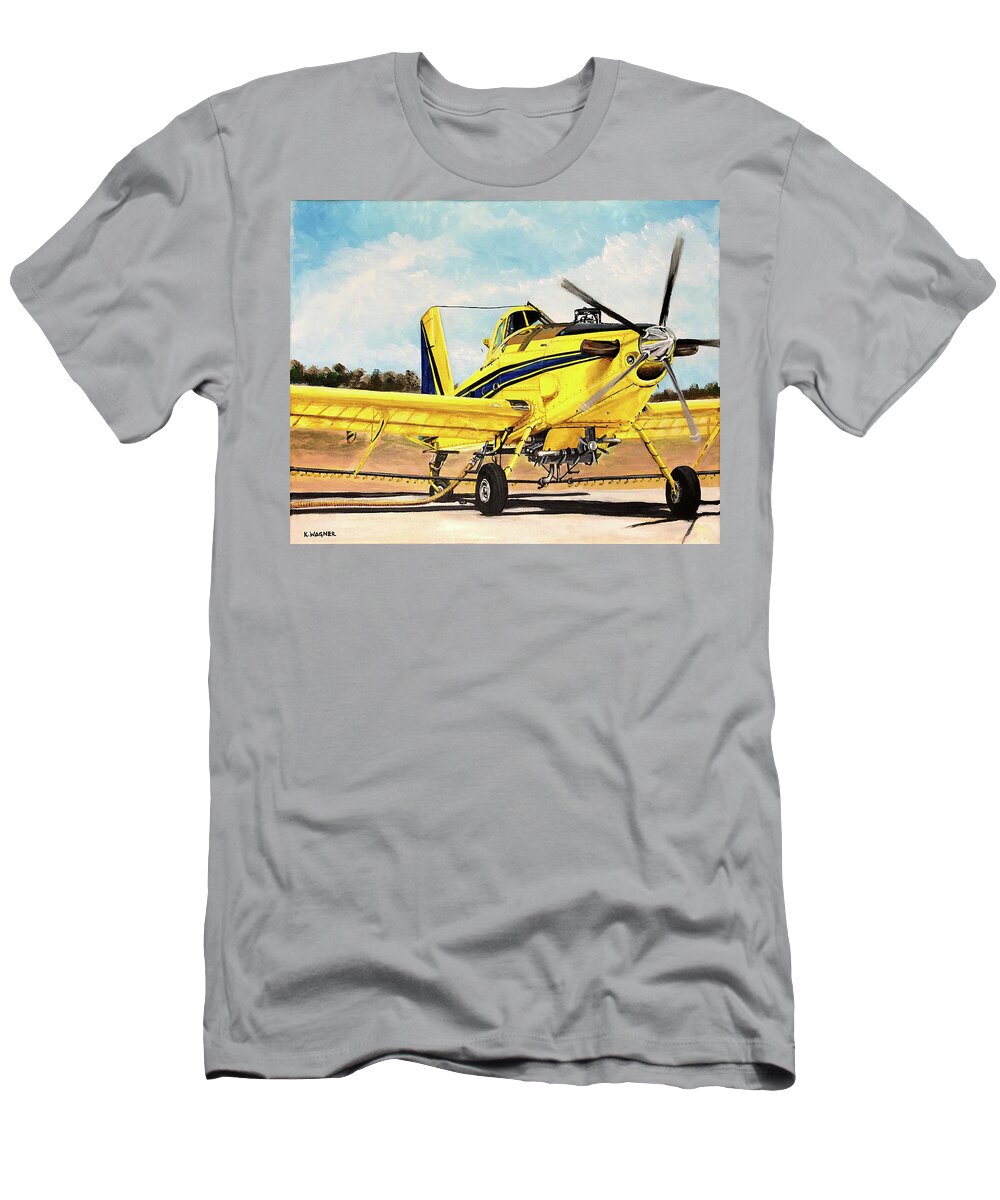 Air Tractor T-Shirt featuring the painting Air Tractor 802 Loading by Karl Wagner