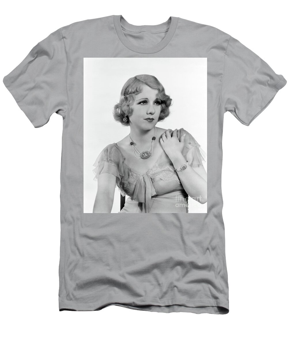 Anita Page T-Shirt featuring the photograph Anita Page Modeling Jewelry by Sad Hill - Bizarre Los Angeles Archive