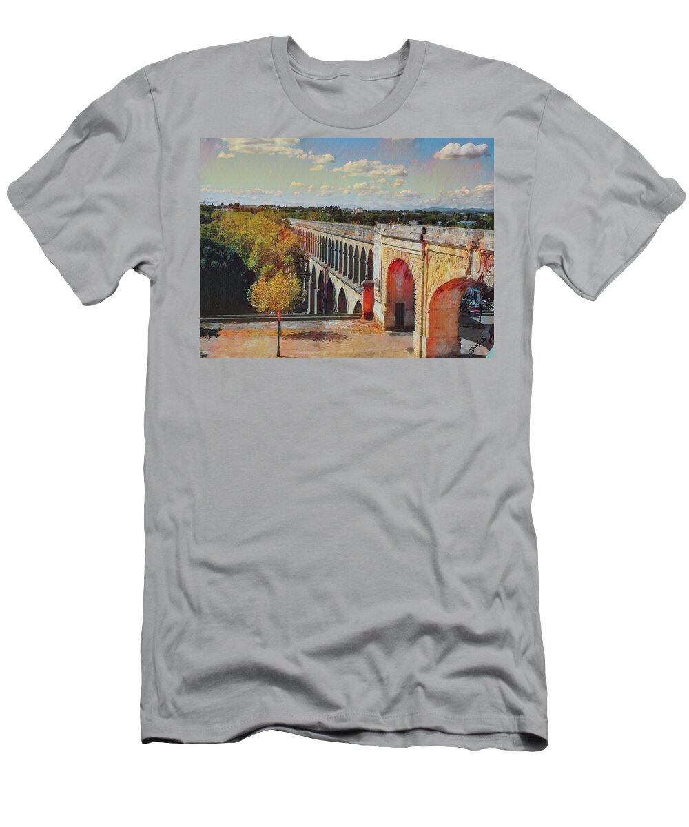 Montpellier T-Shirt featuring the photograph Aqueduct in Montpellier by Bearj B Photo Art