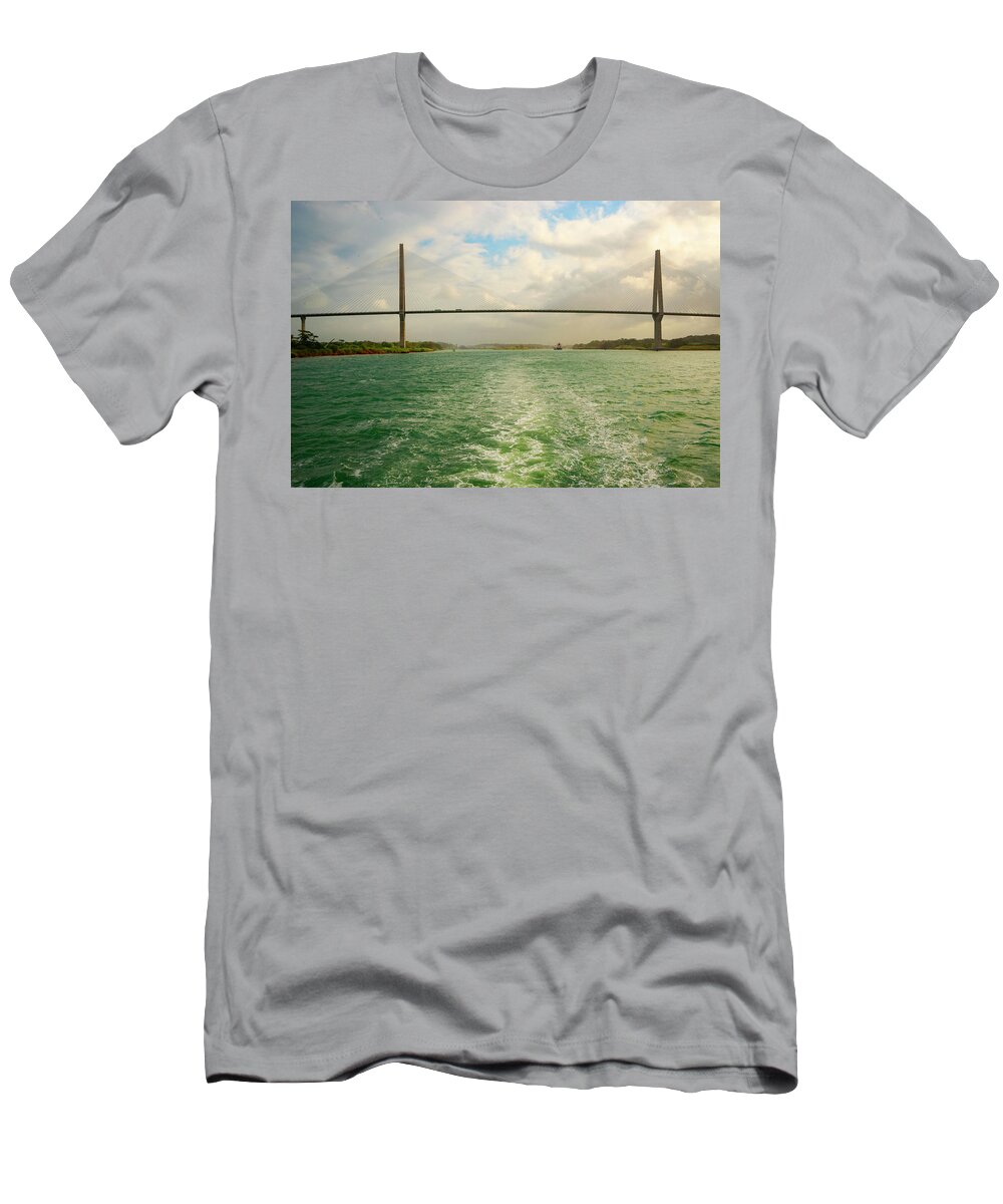 Estock T-Shirt featuring the digital art Atlantic Bridge, Colon Panama by Glowcam