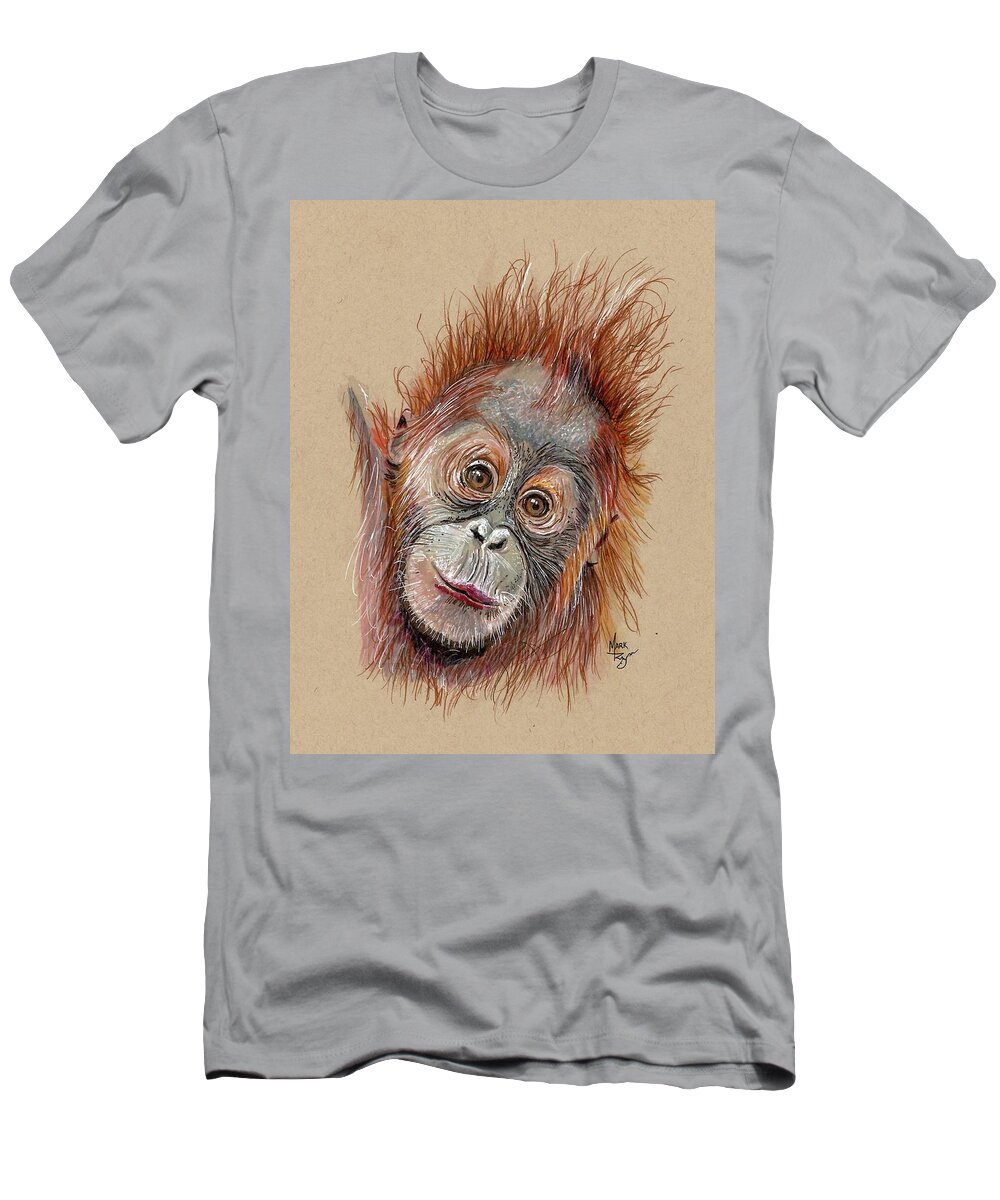 Orangatan T-Shirt featuring the painting Baby Orangatan by Mark Ray