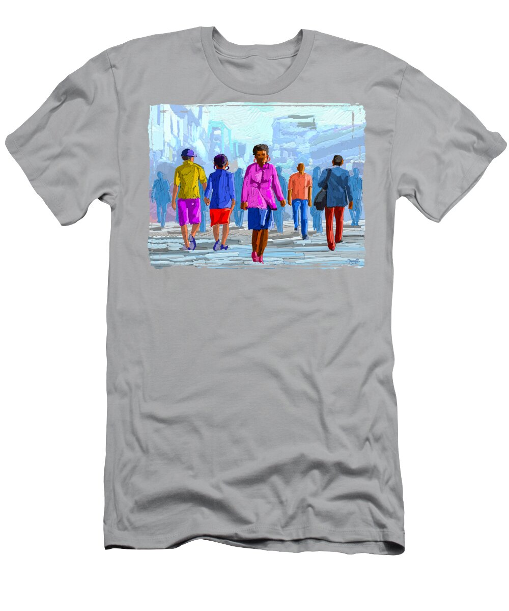 People T-Shirt featuring the painting Back and Forth by Anthony Mwangi