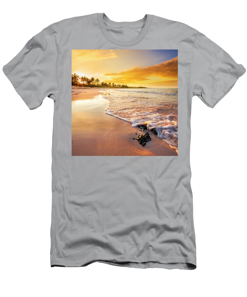 Estock T-Shirt featuring the digital art Bahamas, Eleuthera, Caribbean Sea, Atlantic Ocean, Caribbean, Beach At Governor's Harbor by Pietro Canali