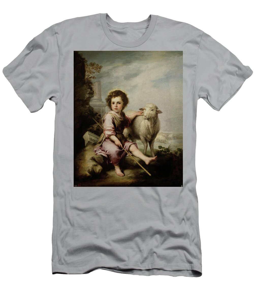 Bartolome Esteban Murillo T-Shirt featuring the painting Bartolome Esteban Murillo / 'The Good Shepherd', ca. 1660, Spanish School. by Bartolome Esteban Murillo -1611-1682-