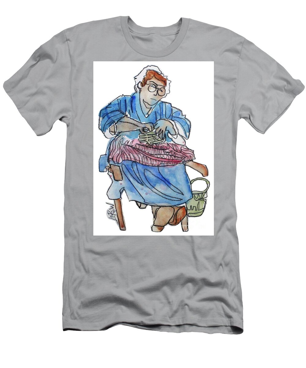 Basket T-Shirt featuring the painting Basketmaker by Larry Lerew