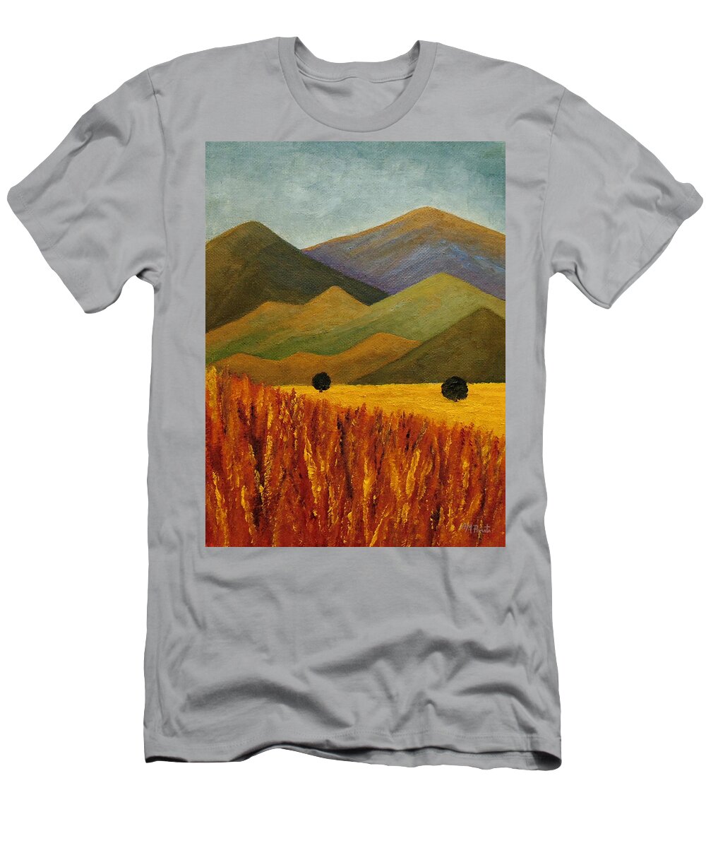 Wheat T-Shirt featuring the painting Before The Harvest by Angeles M Pomata