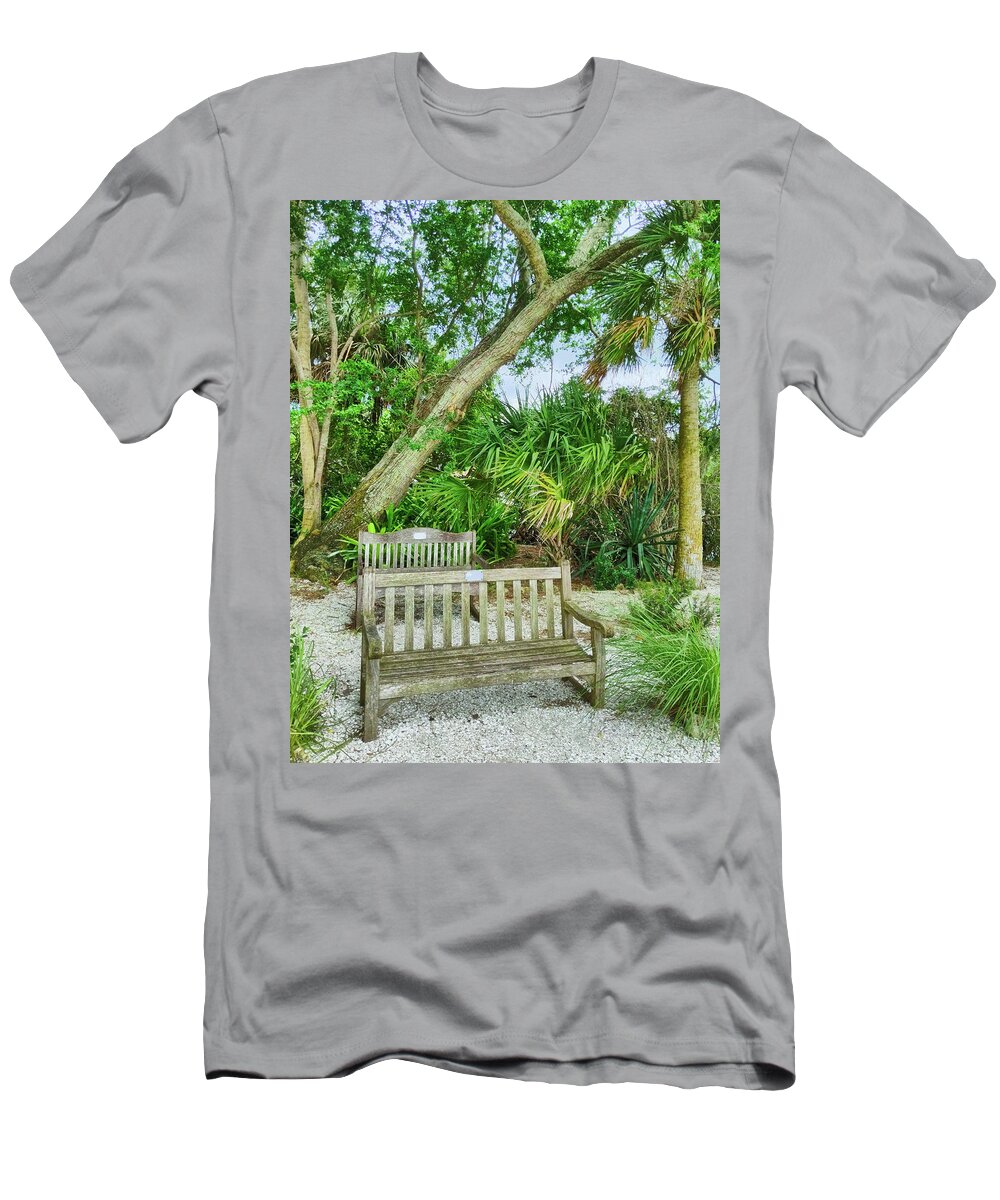 Bench T-Shirt featuring the photograph Bench View by Portia Olaughlin