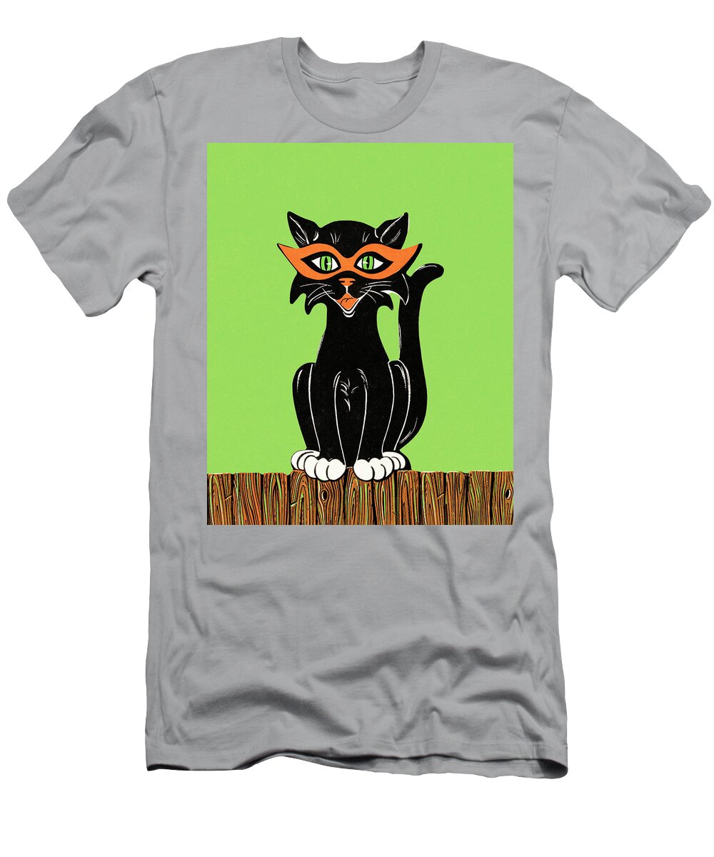 Accessories T-Shirt featuring the drawing Black cat in glasses by CSA Images