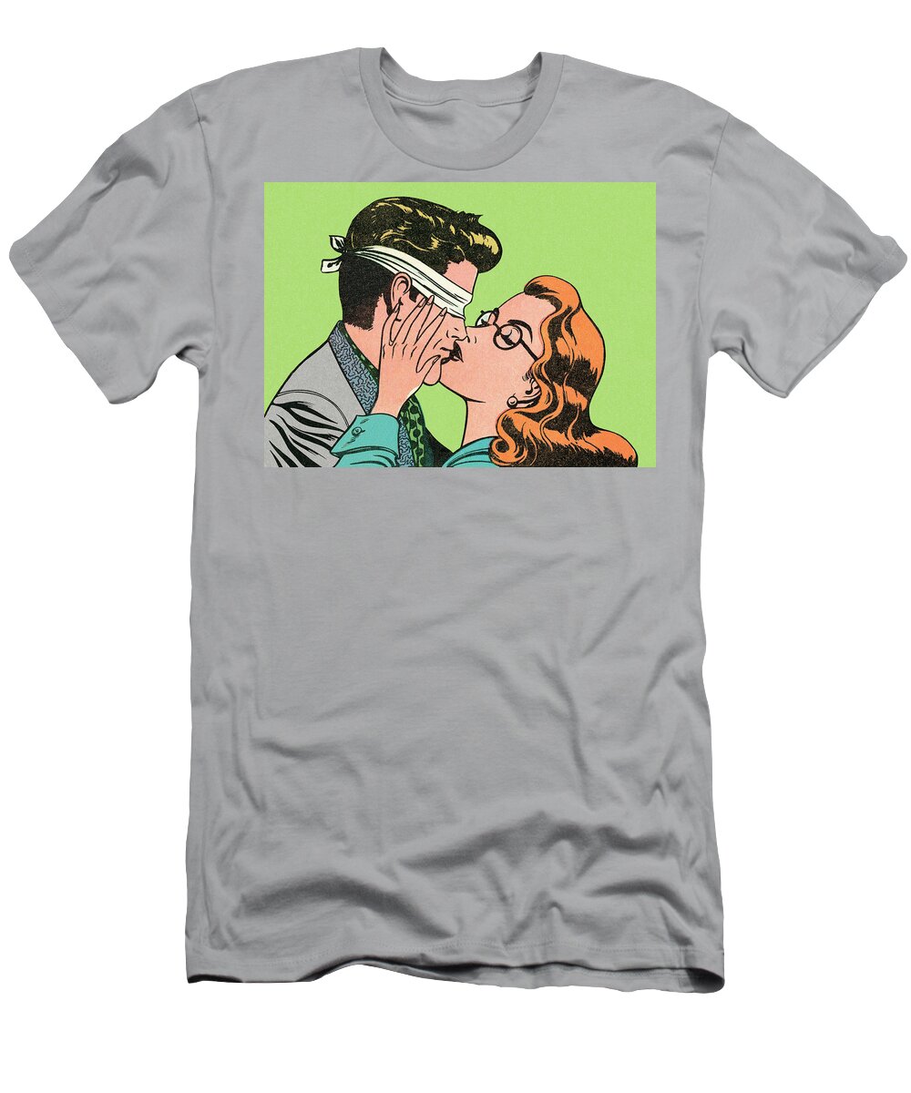 Accessories T-Shirt featuring the drawing Blindfold kiss by CSA Images