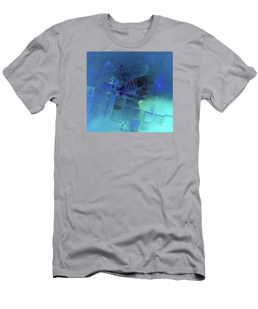 Blue Abstract T-Shirt featuring the painting Blue azure by Vesna Antic