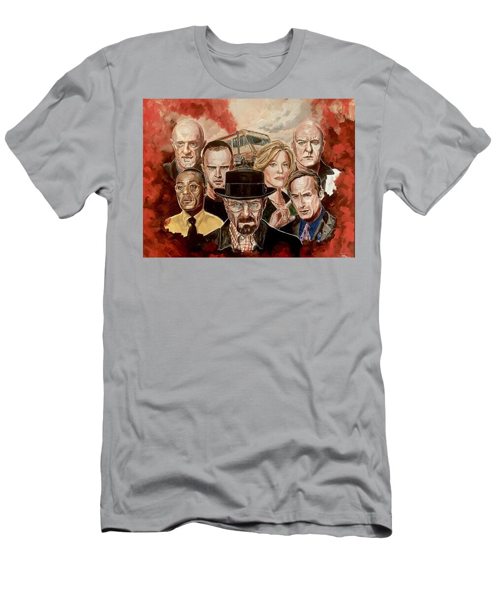 Breaking Bad T-Shirt featuring the painting Breaking Bad Family Portrait by Joel Tesch