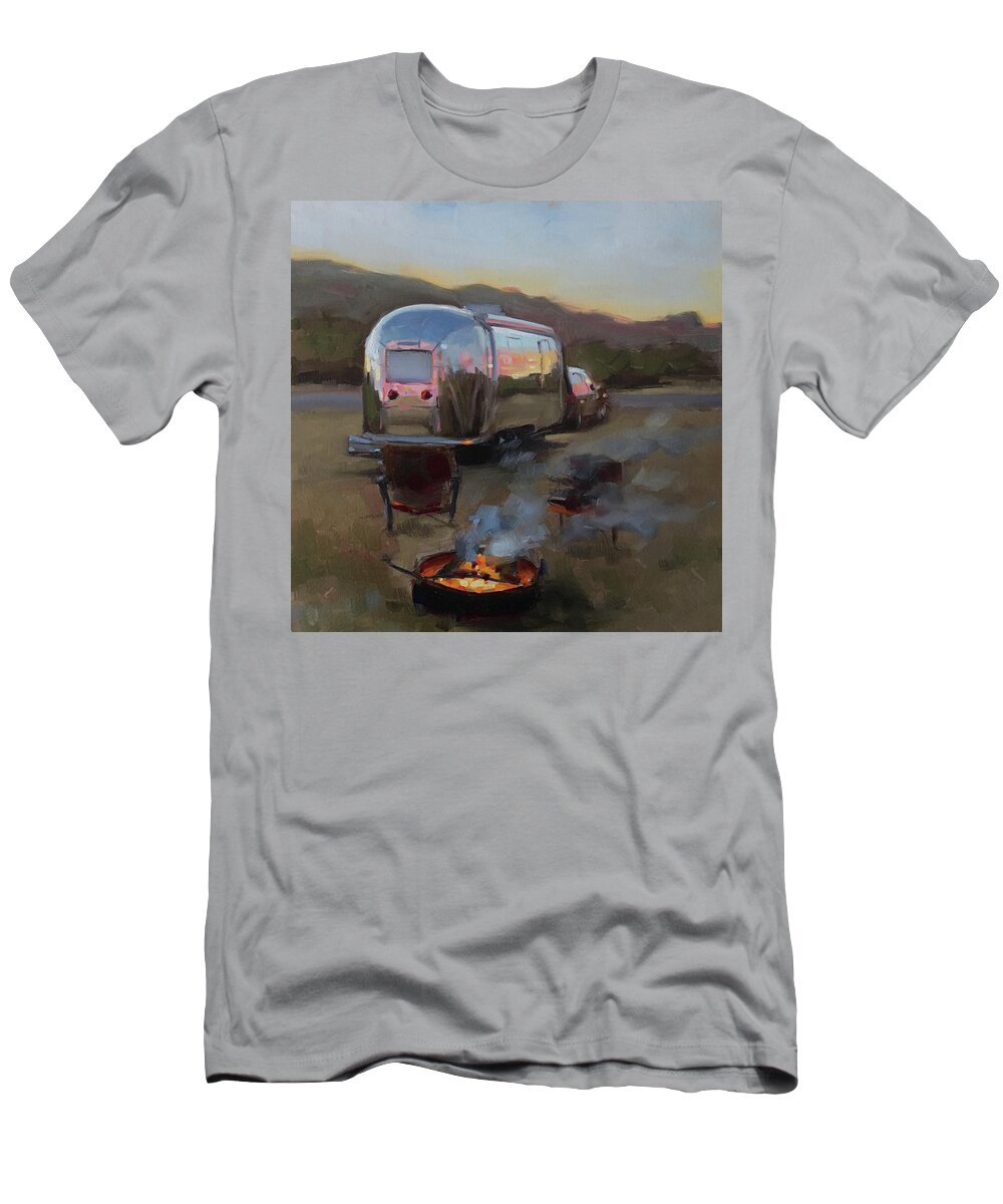 Airstream T-Shirt featuring the painting Campfire at Palo Duro by Elizabeth Jose