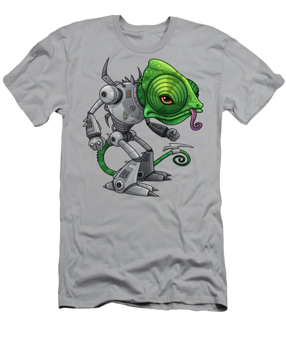 Lizard T-Shirt featuring the digital art Chameleozoid by John Schwegel
